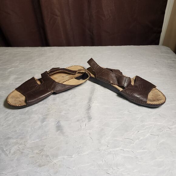 Naturalizer Scout Sandals Flats Womens Size 8.5M Slingback Leather Hook & Loop - Picture 3 of 6